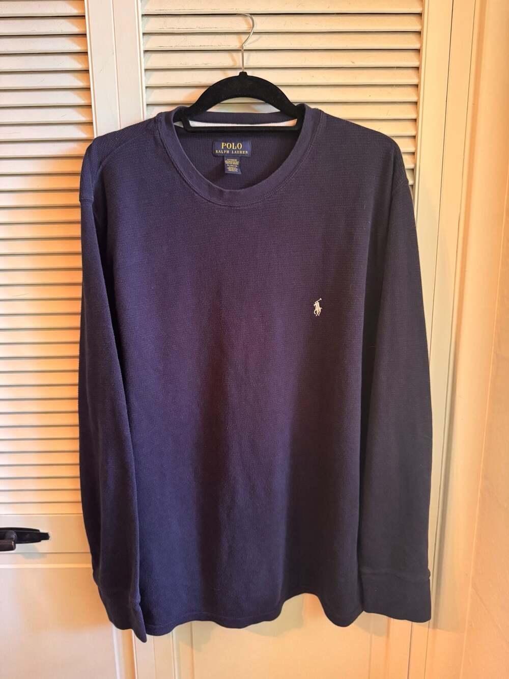 Polo Ralph Lauren Sleepwear Waffle Knit Thermal Long Sleeve Shirt Navy XL